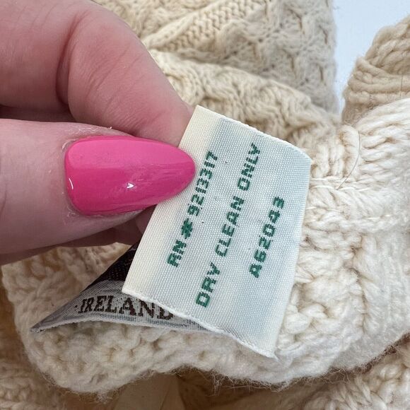 Aran Crafts Size M Full Zip Cardigan Sweater Ireland Fisherman Cable Knit Cream - Picture 9 of 11